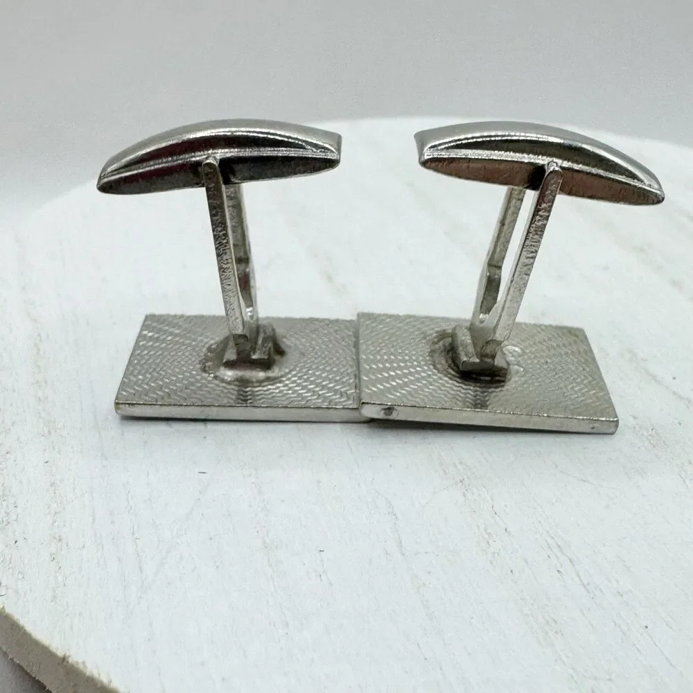Vintage Cufflinks MCM Mid Century Atomic Starburst Rectangular Textured